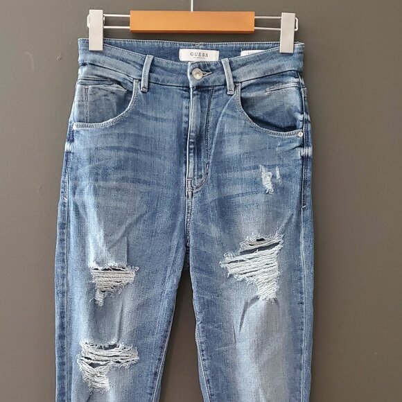 Super-High Rise Skinny Distressed Jeans - Picture 1 of 4